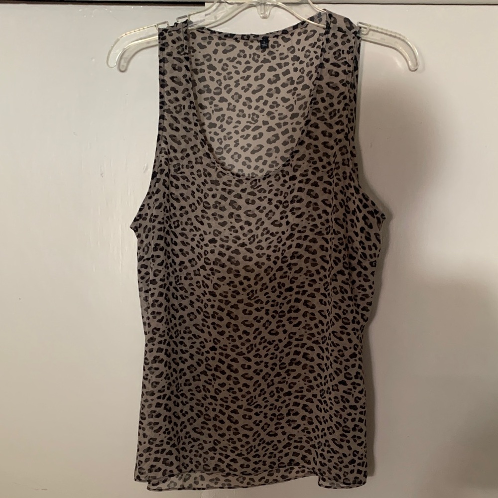 CAbi Leopard Print Sheer Tank Top